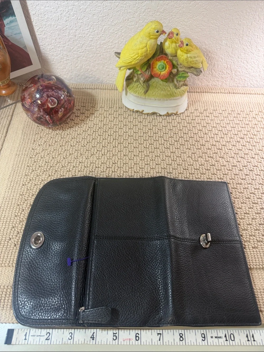 Classic Black Pebbled Leather Clutch Wallet